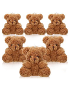6 Osos de Peluche Mini Aoriher 10 cm Marrón para Fiesta