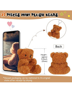 6 Osos de Peluche Mini Aoriher 10 cm Marrón para Fiesta 2