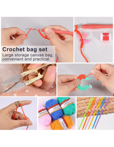 Kit de Crochet XSEINO para Principiantes - 12 Rollos de Hilo Acrílico
