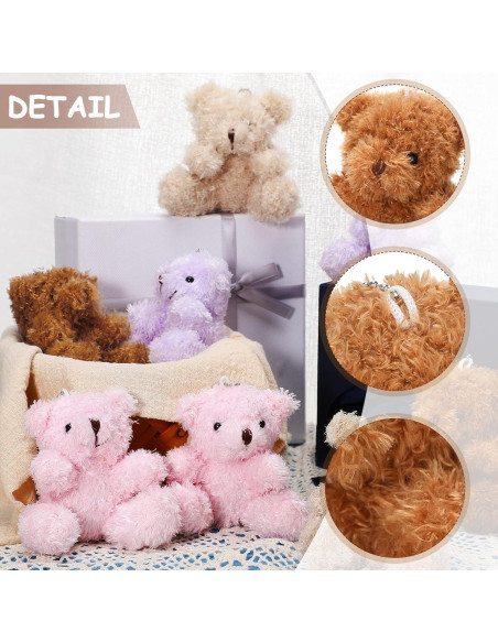 6 Osos de Peluche Mini Aoriher 10 cm Marrón para Fiesta