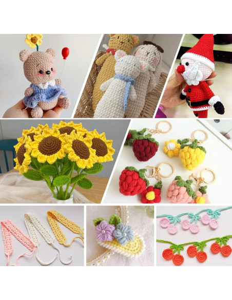 Kit de Crochet XSEINO para Principiantes - 12 Rollos de Hilo Acrílico