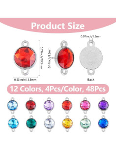 DICOSMETIC 48Pcs Colgantes de Vidrio Facetados 12 Colores 2