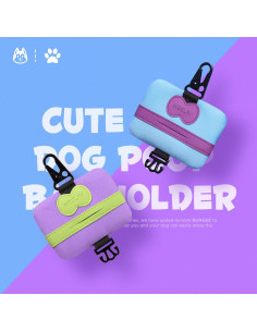 Soporte para bolsas de caca de perro Heelay morado, manos libres 2