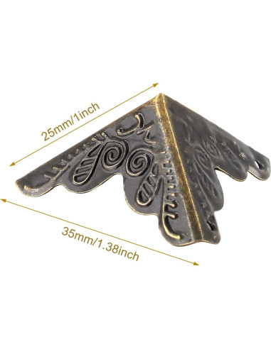48 Protectores de Esquinas de Metal Piutouyar Bronce 2.54cm