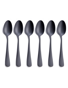 Juego de 6 Cucharas de Postre GoGeiLi Acero Inoxidable Negro Mate