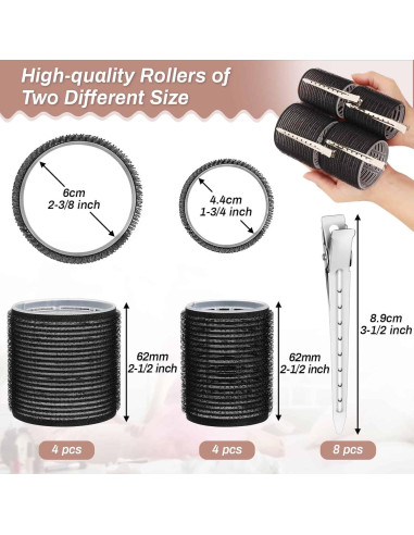 Set de Rulos Autoadhesivos Shynek 16 Piezas con Clips