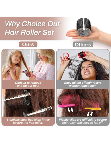 Set de Rulos Autoadhesivos Shynek 16 Piezas con Clips