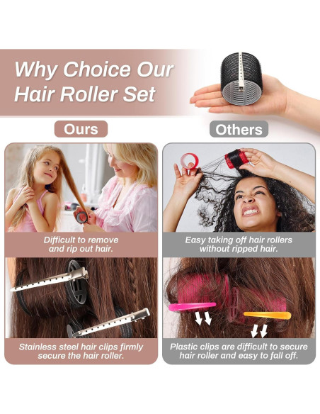 Set de Rulos Autoadhesivos Shynek 16 Piezas con Clips