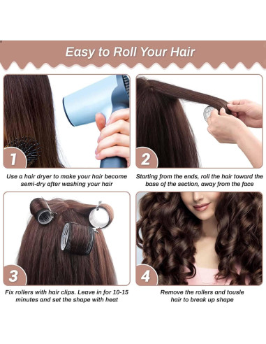 Set de Rulos Autoadhesivos Shynek 16 Piezas con Clips