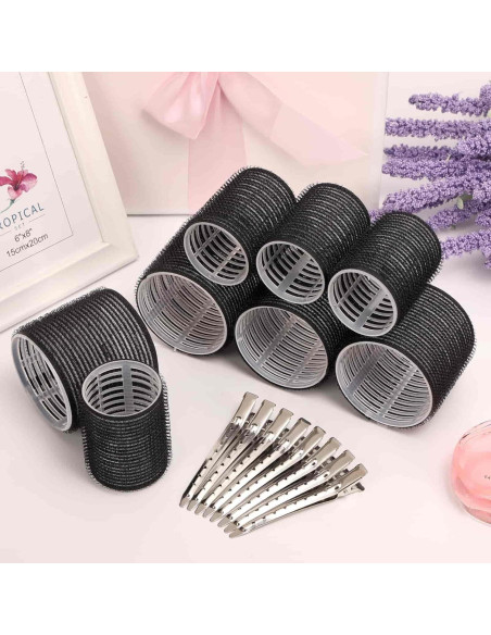 Set de Rulos Autoadhesivos Shynek 16 Piezas con Clips