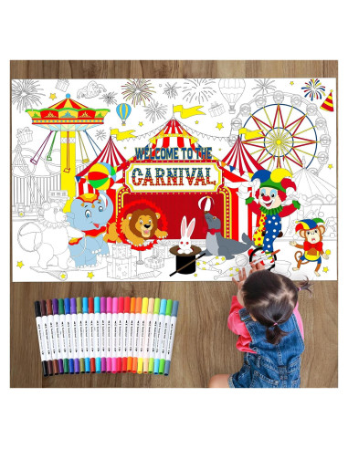 Póster Gigante para Colorear Faccito 128x80 cm con 24 Marcadores