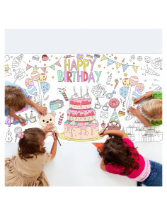 Póster Gigante para Colorear Cumpleaños ZIZICG 180x79 cm