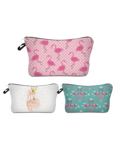 Bolsa Cosmética 3Pcs Deanfun 3D Impresa para Mujeres - Flamingos