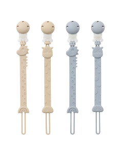 Clip de Chupete de Silicona 4 Pcs YI2307 Marfil y Azul Bebé