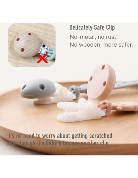 Clip de Chupete de Silicona 4 Pcs YI2307 Marfil y Azul Bebé Clip de Chupete de Silicona 4 Pcs YI2307 Marfil y Azul Bebé