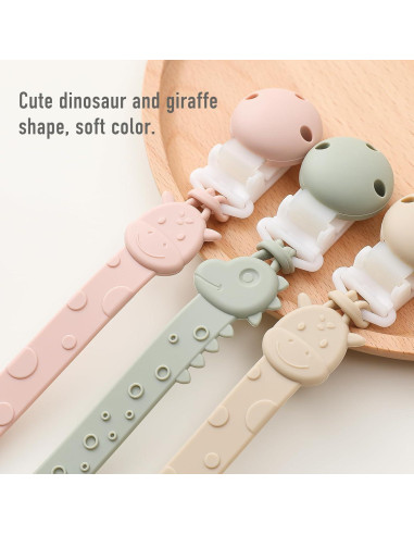 Clip de Chupete de Silicona 4 Pcs YI2307 Marfil y Azul Bebé