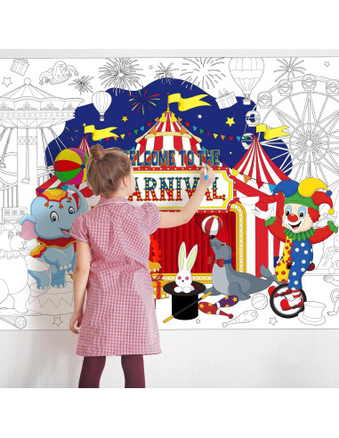 Póster Gigante para Colorear Faccito 128x80 cm con 24 Marcadores