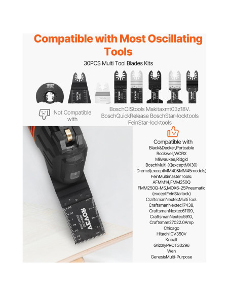 Juego de 30 Cuchillas Oscilantes VEVOR para Madera y Metal