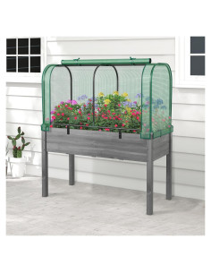 Cama de Jardín Elevada Toolsempire con Invernadero Verde y Gris