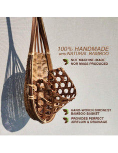 Cesta Colgante de Bambú Natural PANWA - Set de 3, 10 cm 2