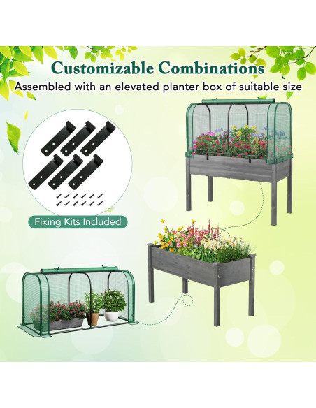 Cama de Jardín Elevada Toolsempire con Invernadero Verde y Gris