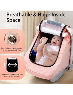 Cubierta de Asiento de Coche Impermeable para Bebé Rosa 2