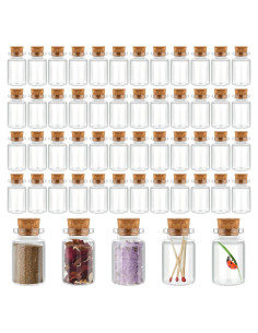 Gerrii 100 Mini Botellas de Vidrio 20ml con Tapones de Madera