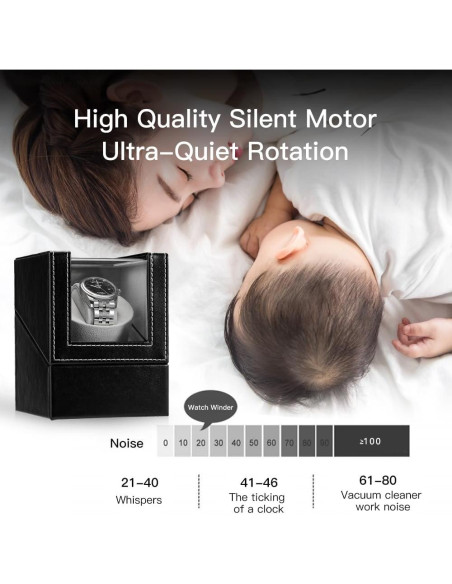 Enrollador de Reloj Automático LINGFANSTORE Cuero Negro