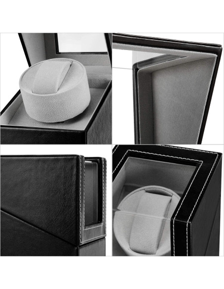 Enrollador de Reloj Automático LINGFANSTORE Cuero Negro