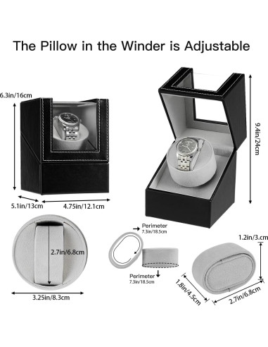 Enrollador de Reloj Automático LINGFANSTORE Cuero Negro