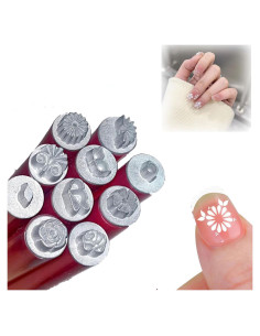 Kit de 10 Bolígrafos de Estampado de Uñas DURNIV - Flores y Mariposas