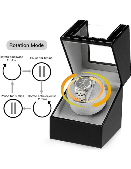 Enrollador de Reloj Automático LINGFANSTORE Cuero Negro