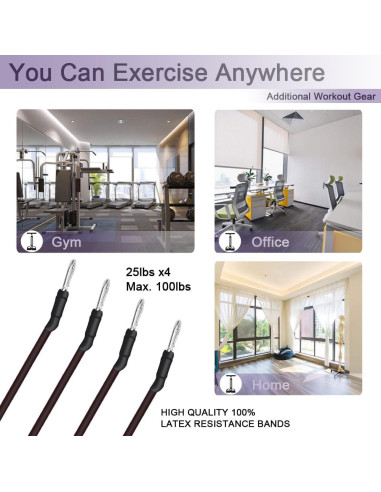 Banda de Resistencia Sanmily 4 Tubos Ajustable para Fitness