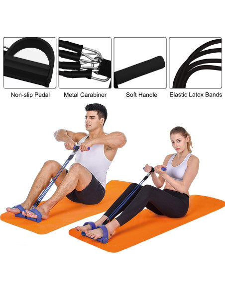 Banda de Resistencia Sanmily 4 Tubos Ajustable para Fitness