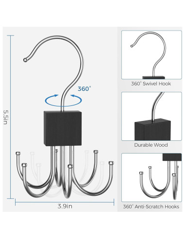 Perchero Organizador de Cinturones HAILMAJOR 24 Cinturones Rotativo