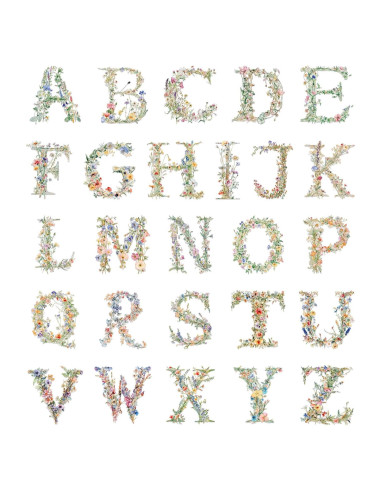 Transferencias de Letras Florales DTF 9 Pcs para Planchar - CRASHOT