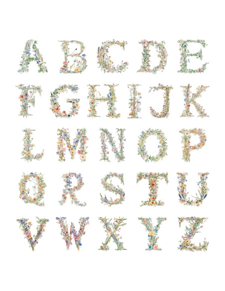 Transferencias de Letras Florales DTF 9 Pcs para Planchar - CRASHOT