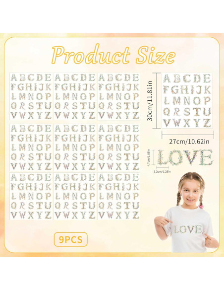Transferencias de Letras Florales DTF 9 Pcs para Planchar - CRASHOT