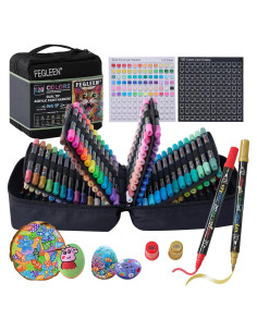 Conjunto de 120 Marcadores Acrílicos FEGLEEN Doble Punta