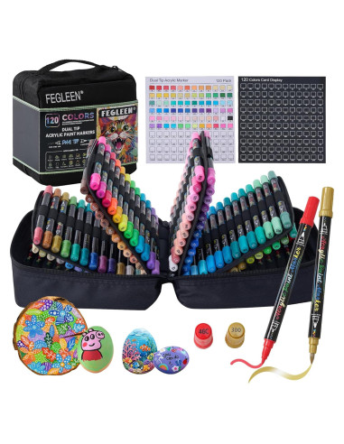 Conjunto de 120 Marcadores Acrílicos FEGLEEN Doble Punta