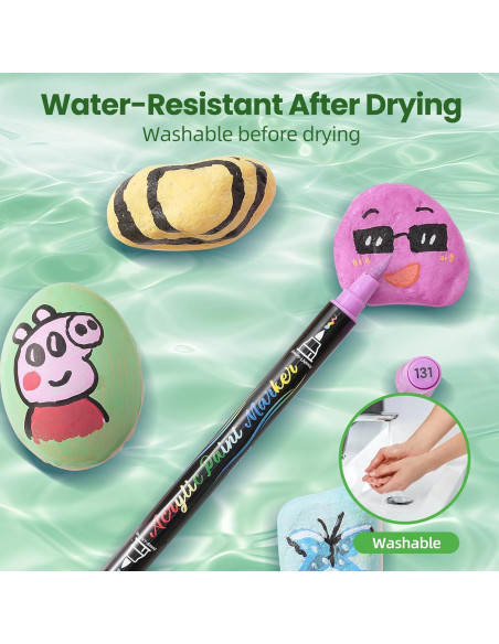 Conjunto de 120 Marcadores Acrílicos FEGLEEN Doble Punta