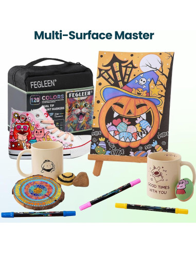 Conjunto de 120 Marcadores Acrílicos FEGLEEN Doble Punta