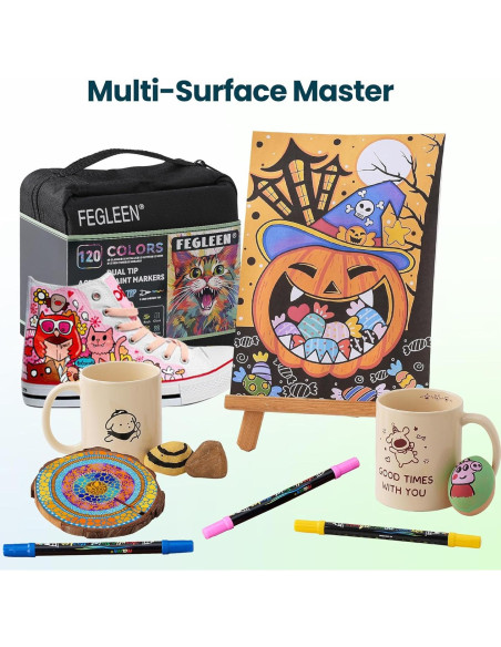 Conjunto de 120 Marcadores Acrílicos FEGLEEN Doble Punta