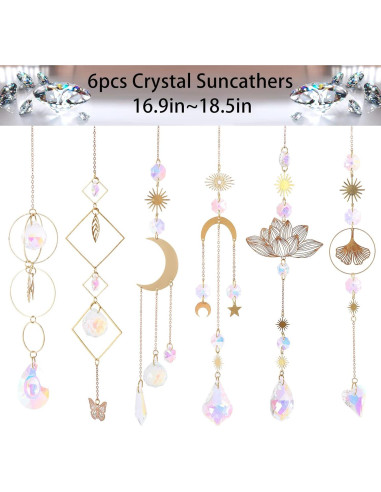 6 Piezas Atrapa Rayos de Sol Worgree Cristales Colgantes