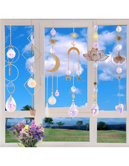 6 Piezas Atrapa Rayos de Sol Worgree Cristales Colgantes