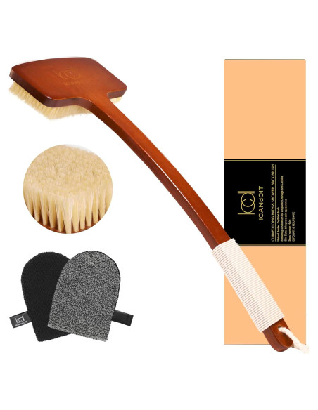 Set de Exfoliación ICANdOIT con Cepillo de Espalda y Guante Facial