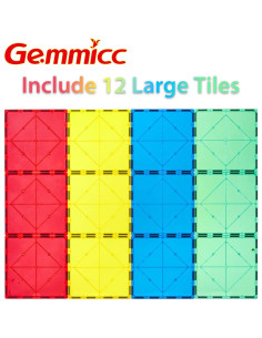 Gemmicc 12 PCS Azulejos Magnéticos Jumbo para Construcción STEM 2