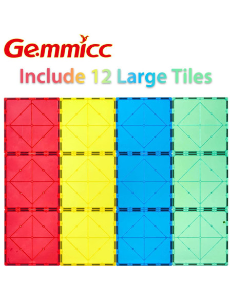 Gemmicc 12 PCS Azulejos Magnéticos Jumbo para Construcción STEM