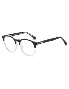 Marco de Gafas Redondas Retro Acetato UNIEOWFA Negro Transparente