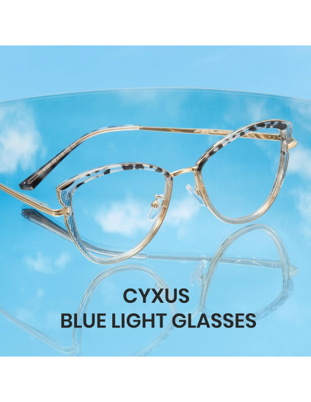Gafas de Luz Azul Cyxus Ojo de Gato Metal Dorado Lente Clara Gafas de Luz Azul Cyxus Ojo de Gato Metal Dorado Lente Clara